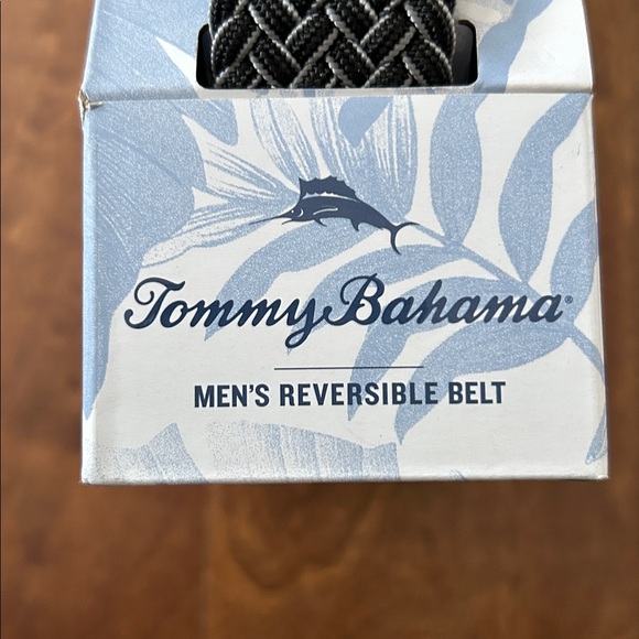 Tommy Bahama Black Braided Leather-Trim Belt with Silver Buckle - Picture 2 of 5